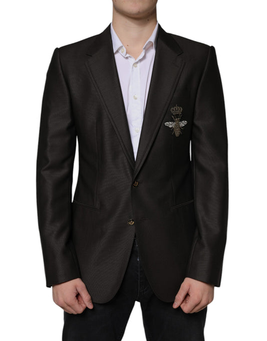 Dolce & Gabbana Blazer Brown Green Bee Wool Jacket Coat