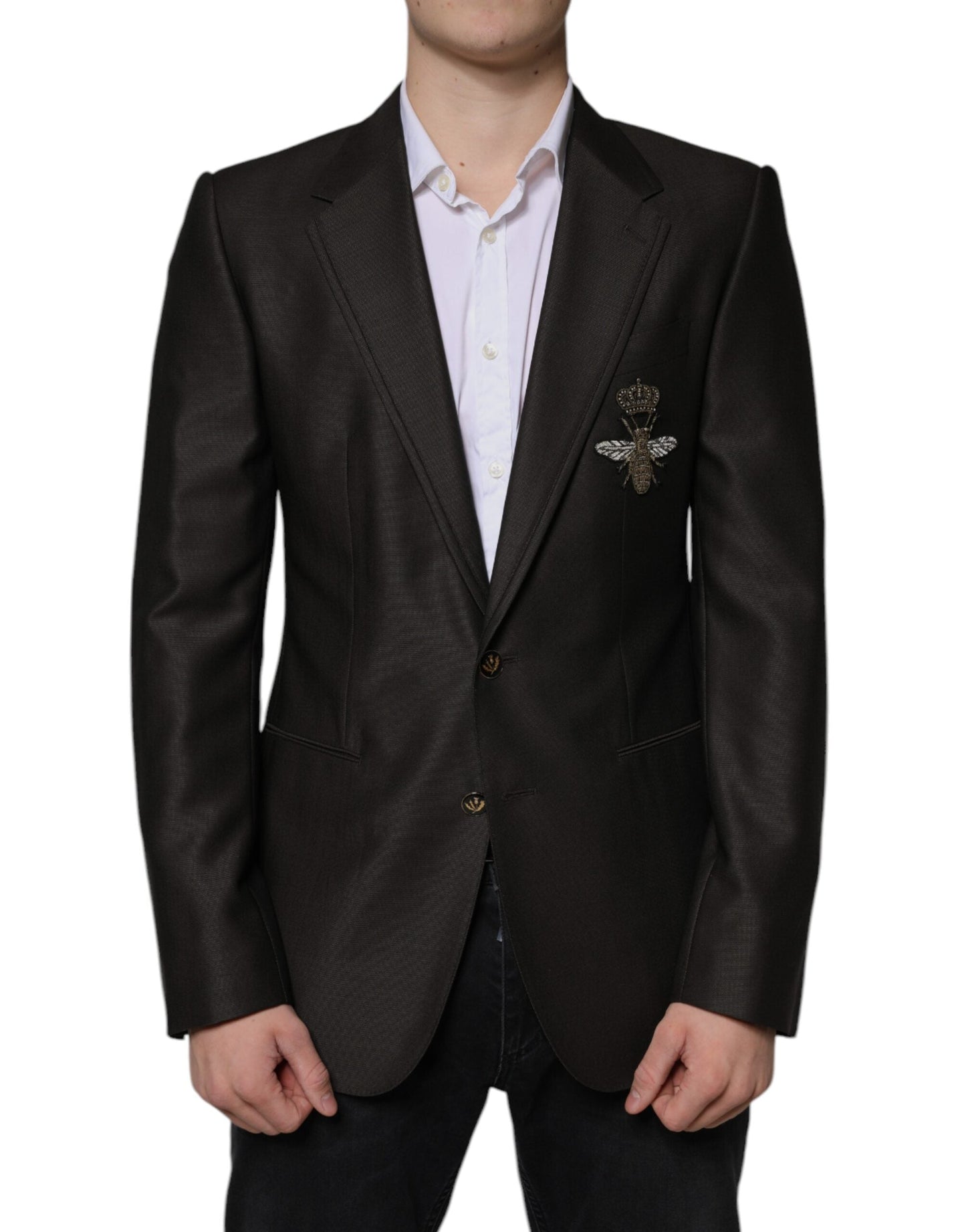 Dolce & Gabbana Blazer Brown Green Bee Wool Jacket Coat