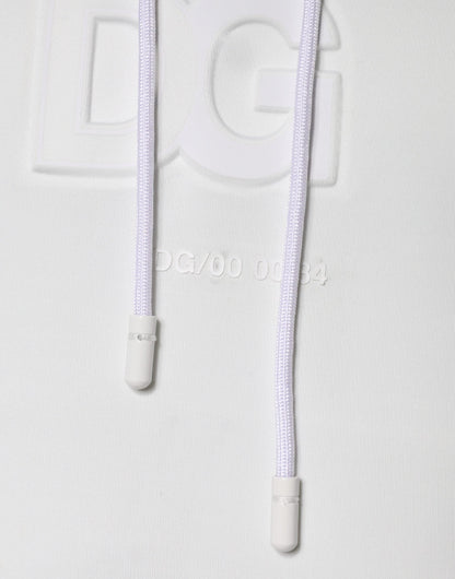 Dolce & Gabbana White DG Logo Hooded Men Sweatshirt Sweater