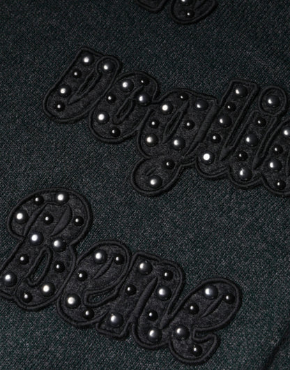 Dolce & Gabbana Gray Embellished Crew Neck Pullover Sweater