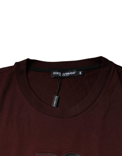 Dolce & Gabbana Maroon DG Logo Cotton Crew Neck T-shirt