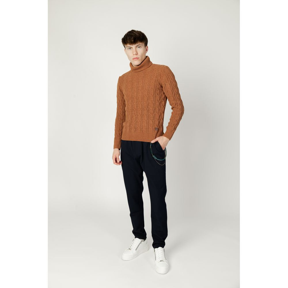 Gianni Lupo Brown Synthetic Turtleneck