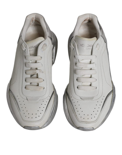 Dolce & Gabbana White Silver Daymaster Low Top Sneakers Shoes