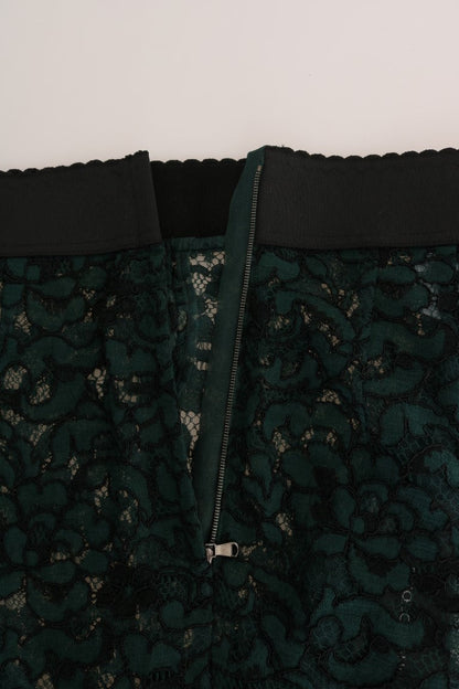 Dolce & Gabbana Green Floral Lace Leggings Pants
