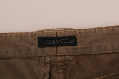 Ermanno Scervino Brown Cotton Casual Slim Fit Pants