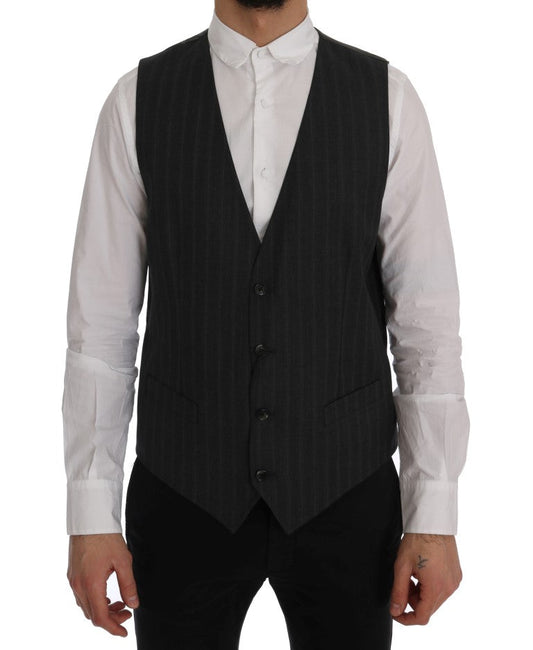 Dolce & Gabbana Gray STAFF Wool Stretch Vest