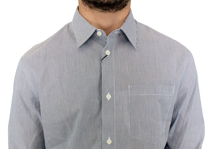 GF Ferre Gray Striped Cotton Casual Shirt