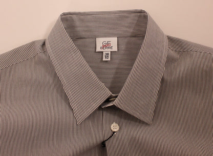GF Ferre Gray Striped Cotton Casual Shirt