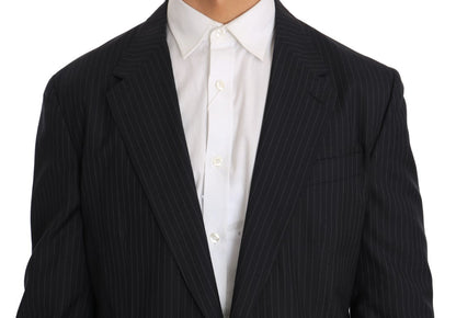 Dolce & Gabbana Gray Striped Wool Jacket Coat Slim Blazer
