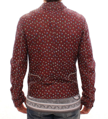 Dolce & Gabbana Bordeaux Leather Boxer Print Jacket Coat