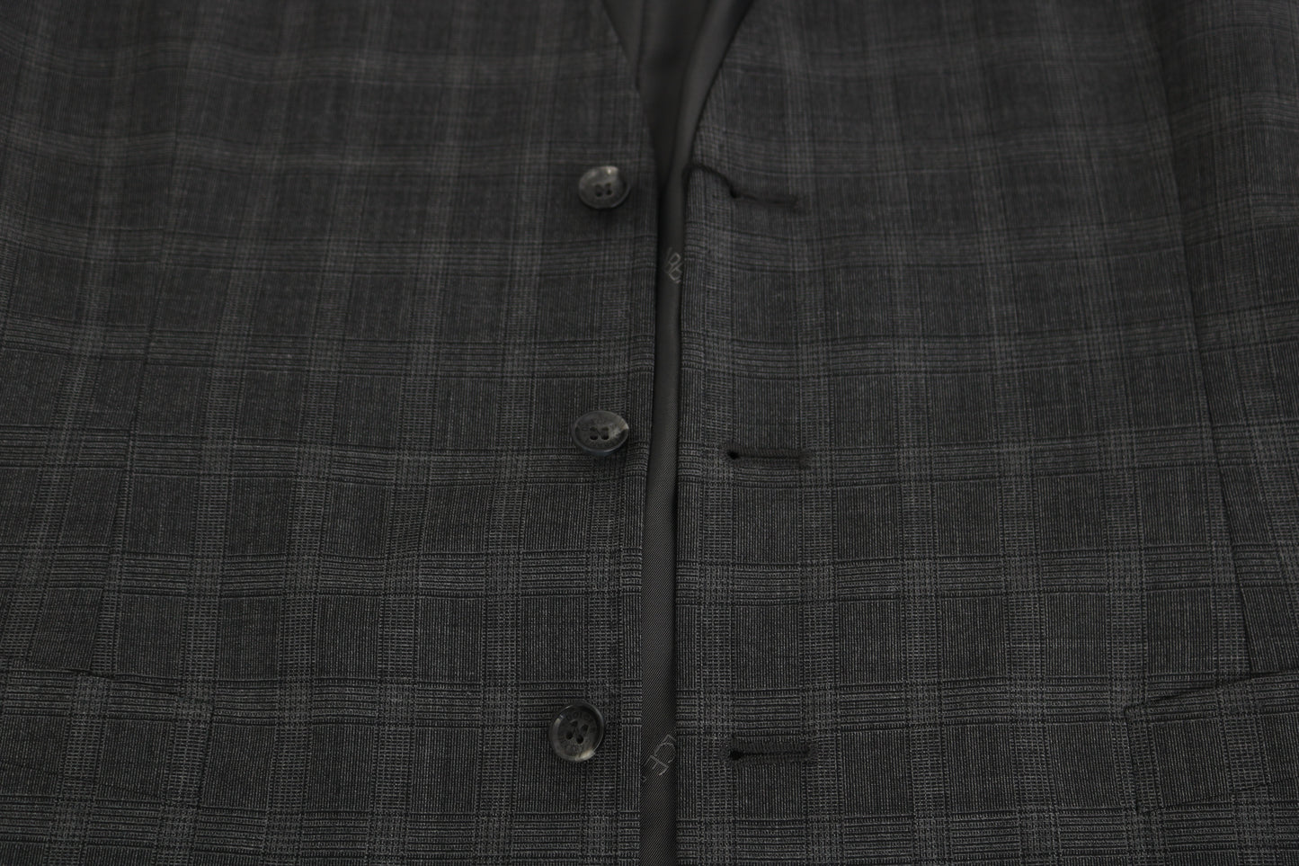 Dolce & Gabbana Gray Wool STAFF Checkered Stretch Vest