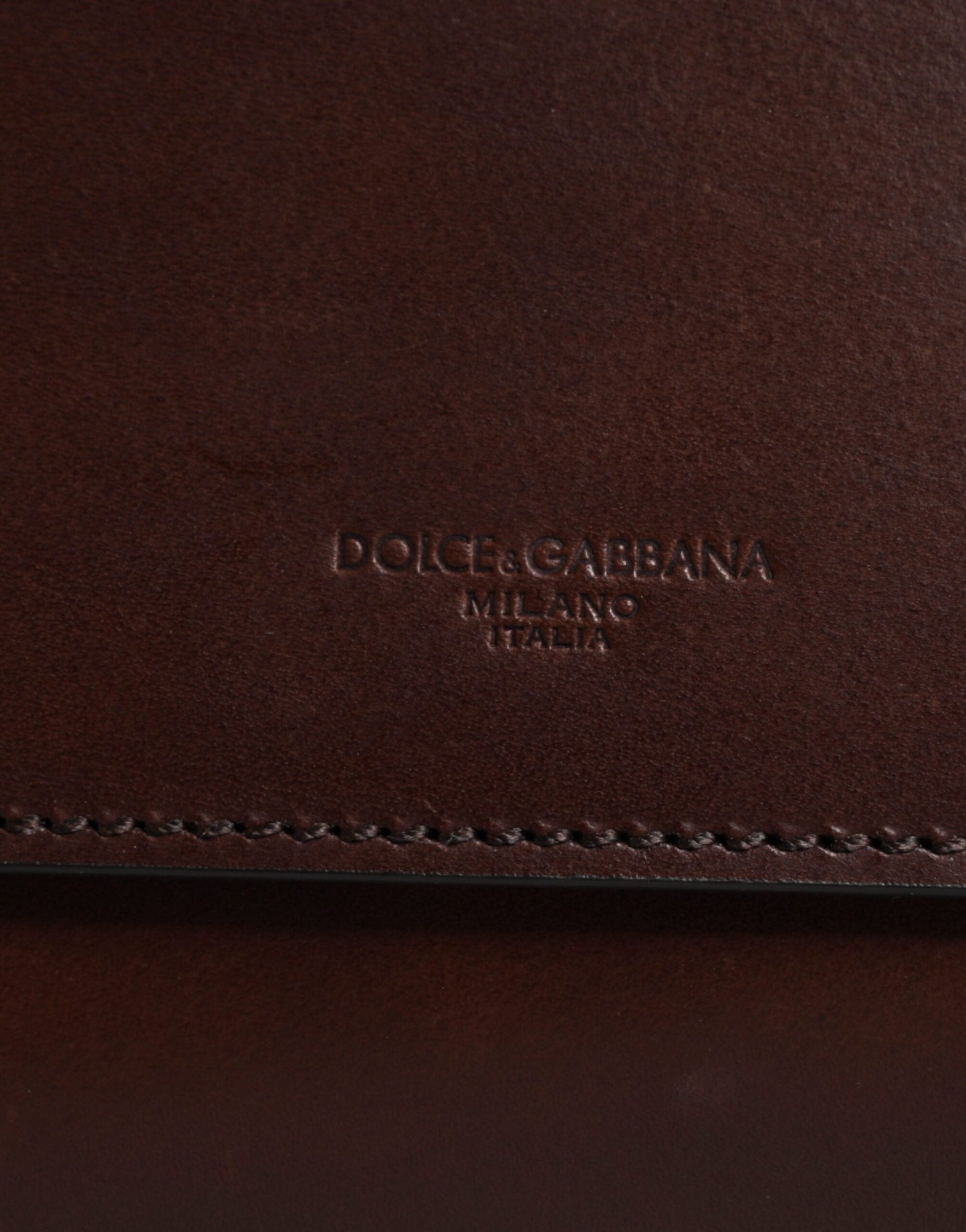 Dolce & Gabbana Brown Leather Logo Embossed Crossbody Bag