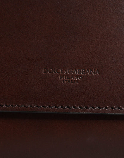 Dolce & Gabbana Brown Leather Logo Embossed Crossbody Bag
