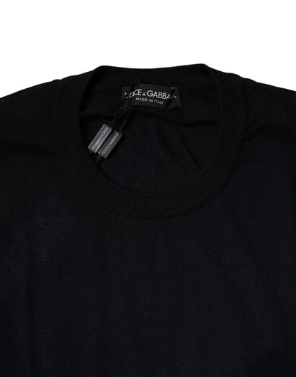 Dolce & Gabbana Blue Cashmere Crew Neck Pullover Sweater