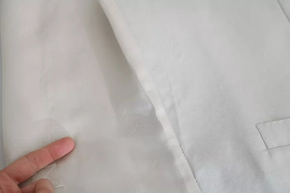 Dolce & Gabbana Off-White Cotton Silk Formal Coat Vest