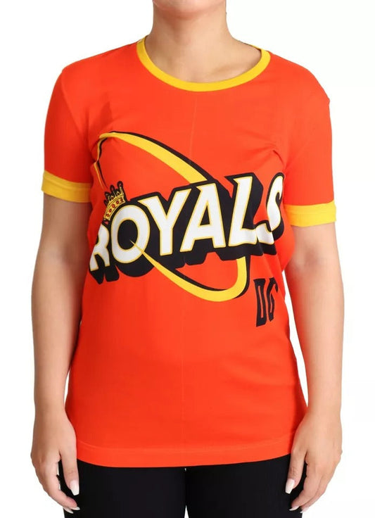 Dolce & Gabbana Orange Royals Print Round Neck T-shirt
