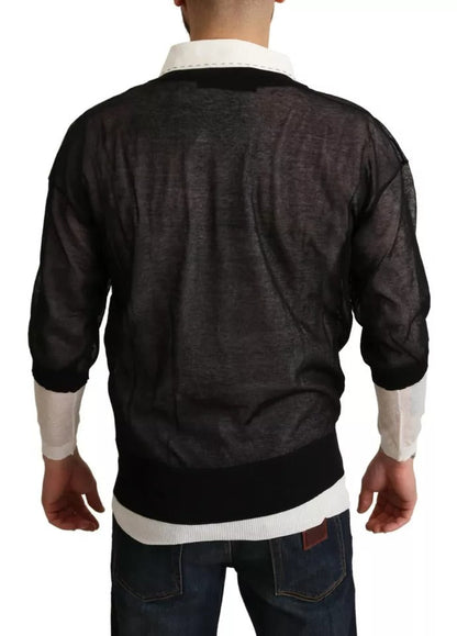 Dolce & Gabbana Black White Shirt One Piece Pullover Sweater