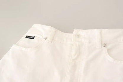 Dolce & Gabbana White MONICA Boot Cut Cotton Denim Jeans