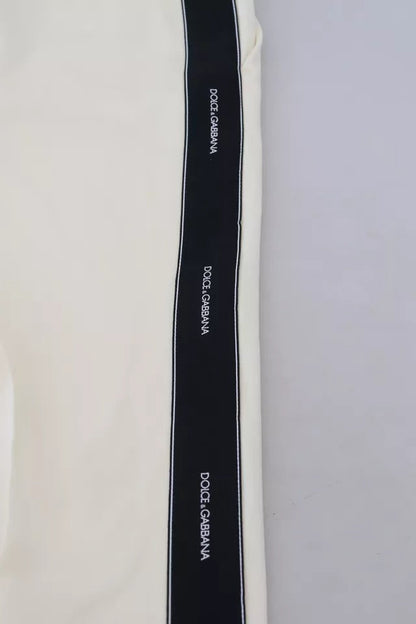 Dolce & Gabbana White High Waist Tapered Wool Pants