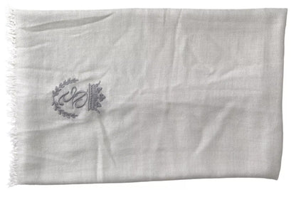 Dolce & Gabbana Gray Cashmere Wrap Shawl Fringe Scarf