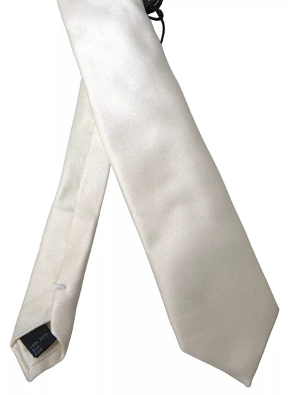 Dolce & Gabbana Off White Satin Silk Classic Men Necktie