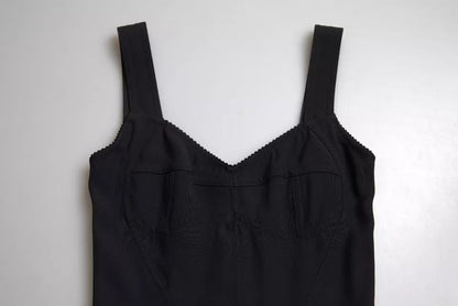 Dolce & Gabbana Black Sleeveless A-line Pleated Midi Dress