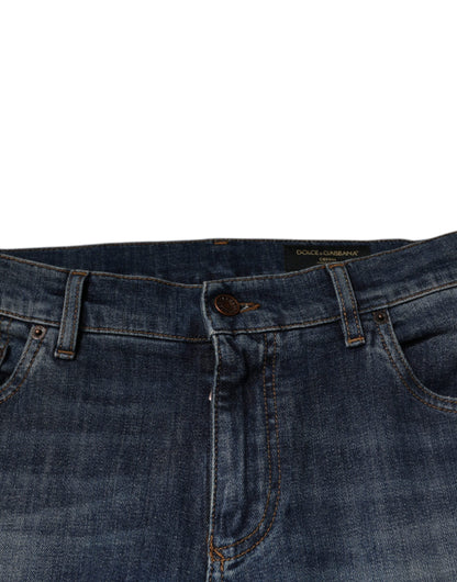 Dolce & Gabbana Blue DG Crown Logo Cotton Skinny Denim Jeans