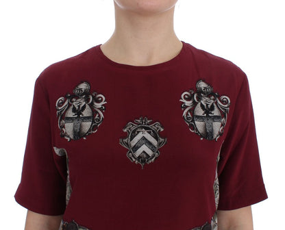 Dolce & Gabbana Red Knight Print Silk Blouse T-shirt