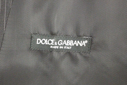 Dolce & Gabbana Gray Striped Wool Single Breasted Vest