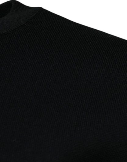 Dolce & Gabbana Black Nylon Logo Crew Neck Pullover Sweater