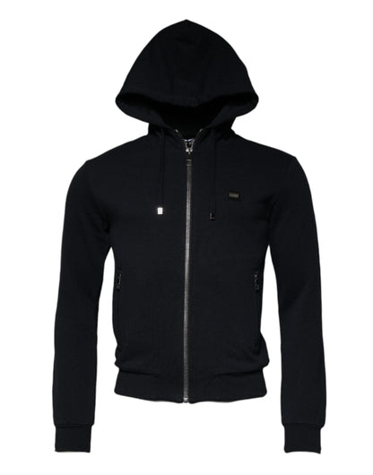 Dolce & Gabbana Blue Logo Full Zip Hooded Sweatshirt Sweater