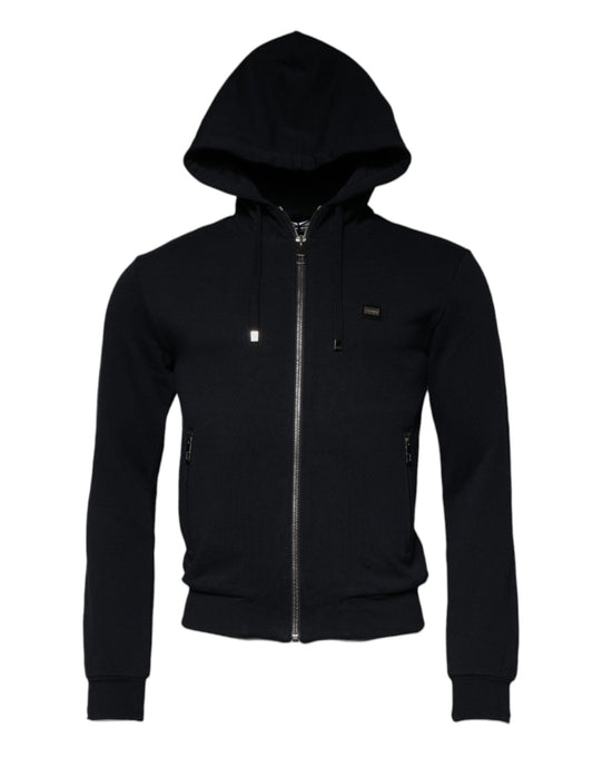 Dolce & Gabbana Blue Logo Full Zip Hooded Sweatshirt Sweater