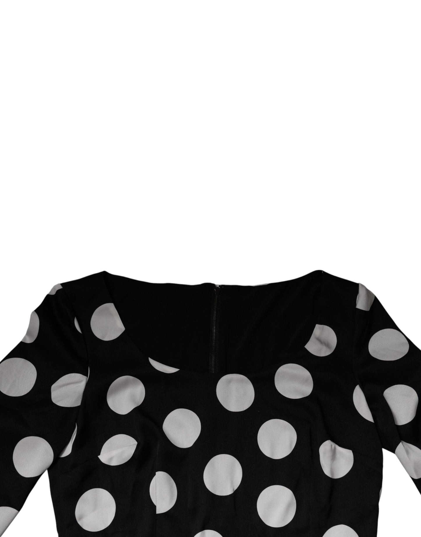 Dolce & Gabbana Black White Silk Polka Dots Sheath Midi Dress