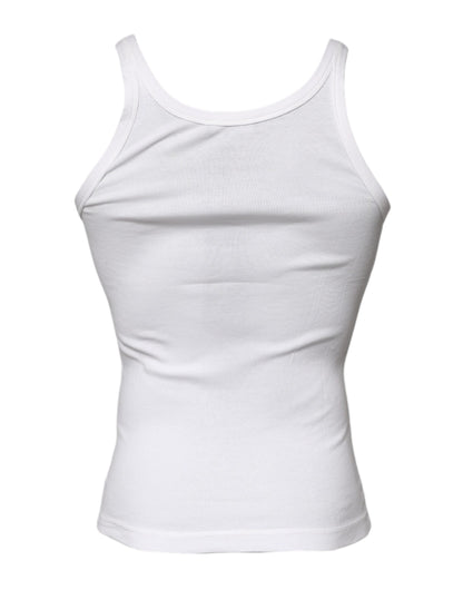 Dolce & Gabbana Ivory Cotton Sleeveless Round Neck Tank T-shirt