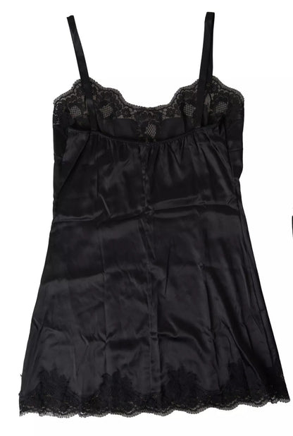 Dolce & Gabbana Black Lace Silk Sleepwear Camisole Top Underwear
