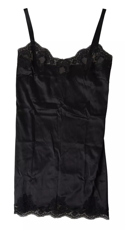 Dolce & Gabbana Black Lace Silk Sleepwear Camisole Top Underwear