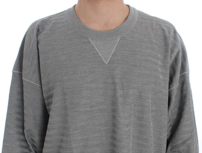 Dolce & Gabbana Gray Crewneck Pullover Silk Sweater