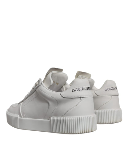 Dolce & Gabbana White Miami Leather Low Top Sneakers Shoes