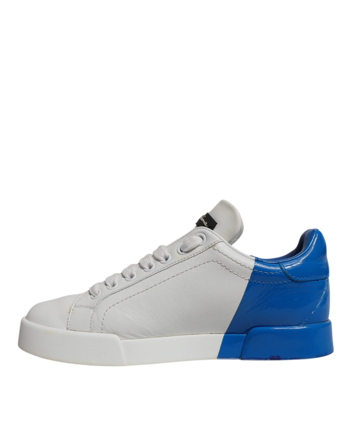 Dolce & Gabbana White Blue Logo Portofino Sneakers Shoes