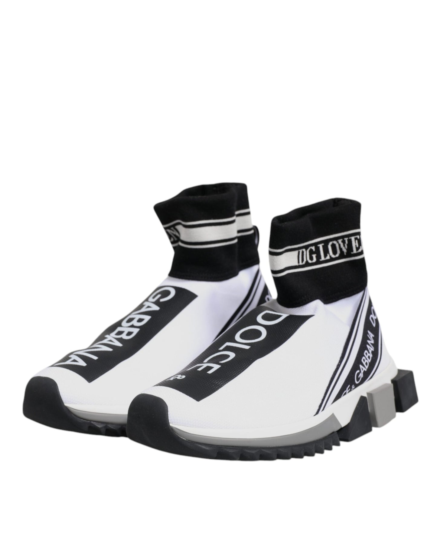 Dolce & Gabbana White Black Sorrento Socks Sneakers Shoes