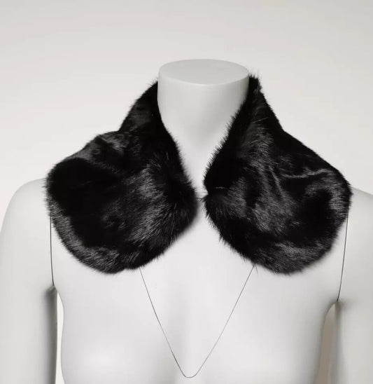 Dolce & Gabbana Black Fur Shawl Neck Wrap Cover Collar Scarf