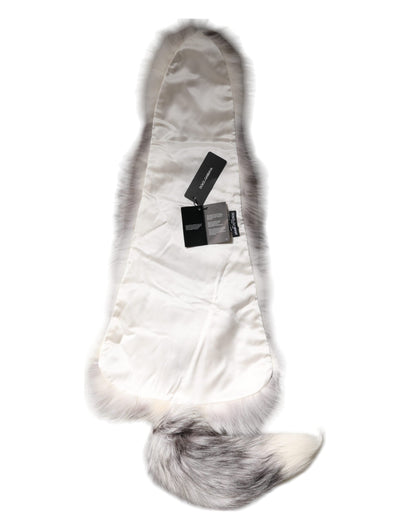 Dolce & Gabbana White Fox Fur Neck Wrap Warmer Winter Scarf