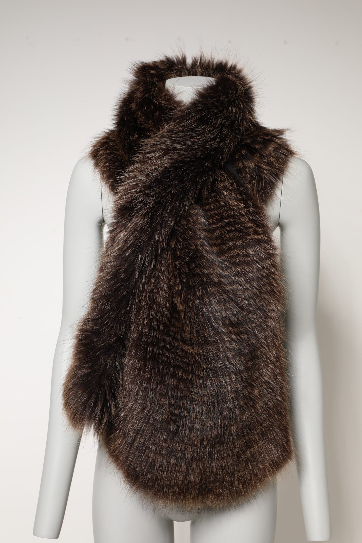 Dolce & Gabbana Brown Raccoon Fur Neck Warmer Winter Scarf