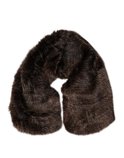 Dolce & Gabbana Brown Raccoon Fur Neck Warmer Winter Scarf