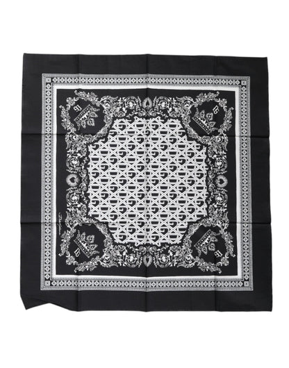 Dolce & Gabbana Black Logo Monogram Cotton Handkerchief Scarf