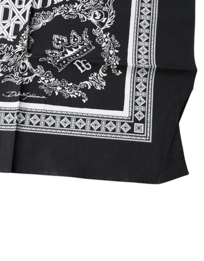 Dolce & Gabbana Black Logo Monogram Cotton Handkerchief Scarf