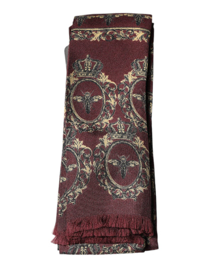 Dolce & Gabbana Bordeaux Printed Silk Neck Wrap Shawl Scarf
