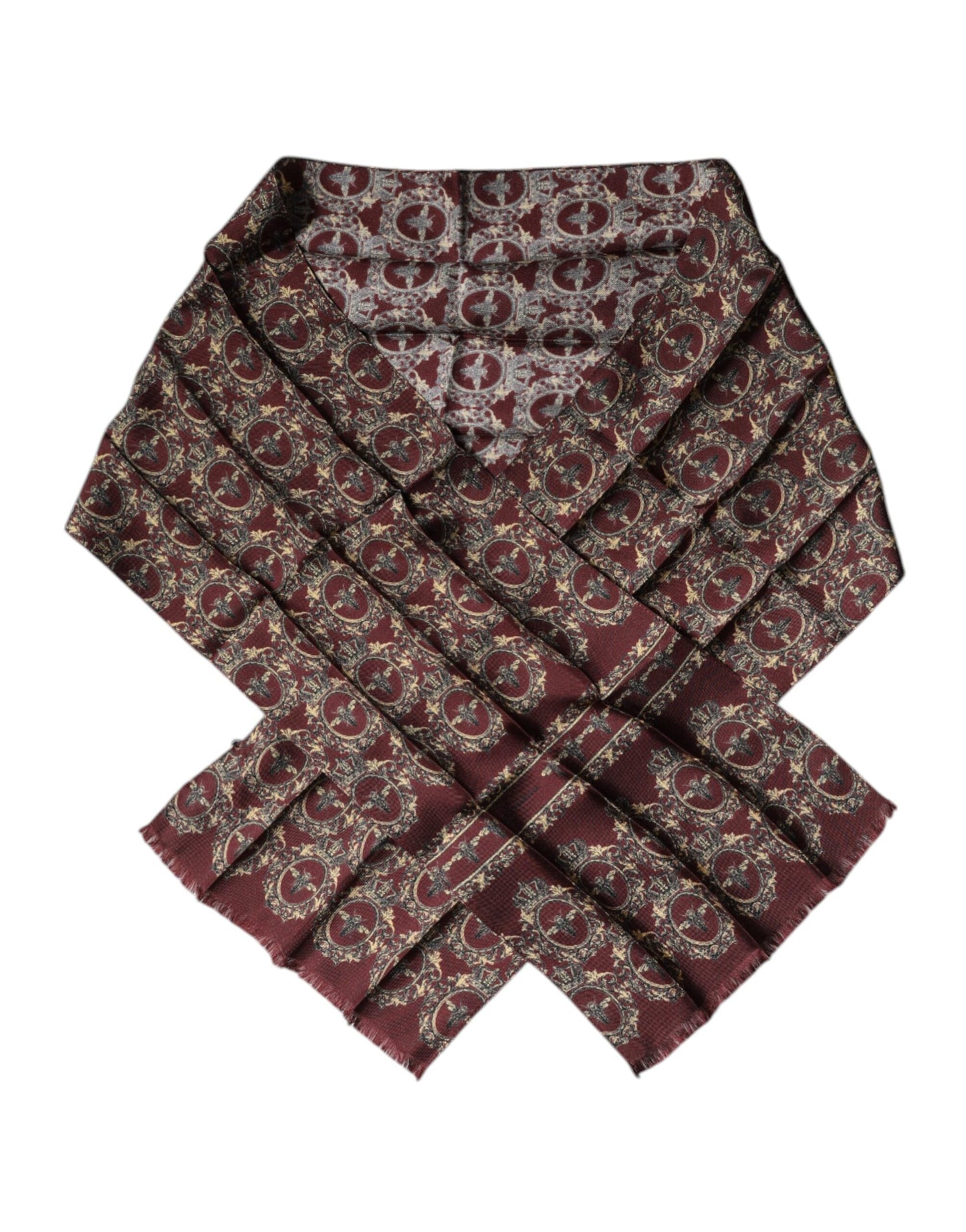 Dolce & Gabbana Bordeaux Printed Silk Neck Wrap Shawl Scarf
