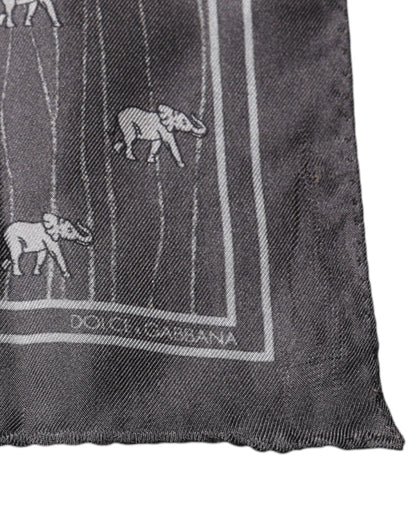 Dolce & Gabbana Brown Elephant Fantasy Handkerchief Scarf