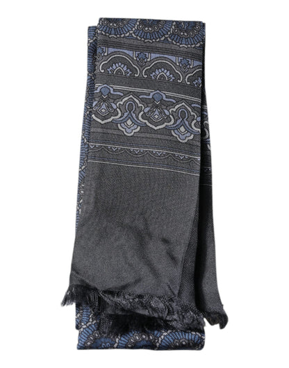 Dolce & Gabbana Dark Blue Fantasy Silk Neck Wrap Shawl Scarf